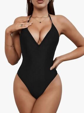 Sexybody Halter Thong One Piece Swimsuit Women’s Size XL Black Backless Sexy